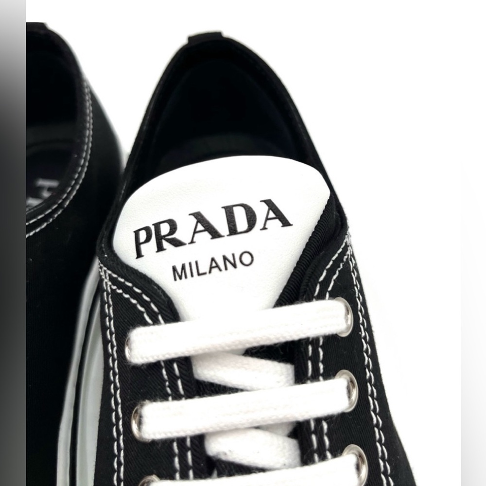 Prada Point-Toe Canvas Sneakers - Picture 2 of 8